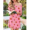 Ekouaer Nightgowns for Women Bamboo Viscose Sleep Shirts Short Sleeve Night Shirts Casual Sleep Dress Soft Sleepwear(Pink Strawberry)