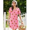 Ekouaer Nightgowns for Women Bamboo Viscose Sleep Shirts Short Sleeve Night Shirts Casual Sleep Dress Soft Sleepwear(Pink Strawberry)