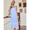 Ekouaer Nightgowns for Women Cotton Long Night Gowns Sleeveless Sleep Dress Victorian Nightdress Ladies Sleepwear XS-4XL(Blue)
