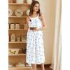 Ekouaer Nightgowns for Women Cotton Long Night Gowns Sleeveless Sleep Dress Victorian Nightdress Ladies Sleepwear XS-4XL(Blue Flowers White)