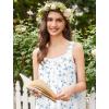 Ekouaer Nightgowns for Women Cotton Long Night Gowns Sleeveless Sleep Dress Victorian Nightdress Ladies Sleepwear XS-4XL(Blue Flowers White)