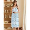 Ekouaer Nightgowns for Women Cotton Long Night Gowns Sleeveless Sleep Dress Victorian Nightdress Ladies Sleepwear XS-4XL(Floral Light Blue)