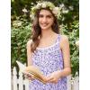Ekouaer Nightgowns for Women Cotton Long Night Gowns Sleeveless Sleep Dress Victorian Nightdress Ladies Sleepwear XS-4XL(Floral Purple)