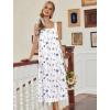 Ekouaer Nightgowns for Women Cotton Long Night Gowns Sleeveless Sleep Dress Victorian Nightdress Ladies Sleepwear XS-4XL(Flowers White)