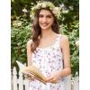 Ekouaer Nightgowns for Women Cotton Long Night Gowns Sleeveless Sleep Dress Victorian Nightdress Ladies Sleepwear XS-4XL(Pink Flower White)