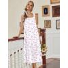Ekouaer Nightgowns for Women Cotton Long Night Gowns Sleeveless Sleep Dress Victorian Nightdress Ladies Sleepwear XS-4XL(Pink Flower White)