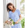 Ekouaer Nightgowns for Women Cotton Nightgown House Dress with Pockets Short Sleeve Mumu Dress Embroidered Lounge Dress(Blue Floral)
