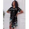Ekouaer Nightgowns for Women House Dress with Pockets Short Sleeve Duster Moo Moos Button Down House Coat Sleepwear(Black Butterfly)