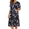Ekouaer Nightgowns for Women House Dress with Pockets Short Sleeve Duster Moo Moos Button Down House Coat Sleepwear(Black Petunias)
