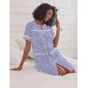 Ekouaer Nightgowns for Women House Dress with Pockets Short Sleeve Duster Moo Moos Button Down House Coat Sleepwear(Blue Flower)