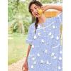 Ekouaer Nightgowns for Women House Dress with Pockets Short Sleeve Duster Moo Moos Button Down House Coat Sleepwear(Blue Pigeon)