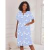 Ekouaer Nightgowns for Women House Dress with Pockets Short Sleeve Duster Moo Moos Button Down House Coat Sleepwear(Blue Pigeon)