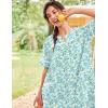 Ekouaer Nightgowns for Women House Dress with Pockets Short Sleeve Duster Moo Moos Button Down House Coat Sleepwear(Green Floral)