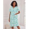 Ekouaer Nightgowns for Women House Dress with Pockets Short Sleeve Duster Moo Moos Button Down House Coat Sleepwear(Green Floral)