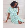 Ekouaer Nightgowns for Women House Dress with Pockets Short Sleeve Duster Moo Moos Button Down House Coat Sleepwear(Green Floral)