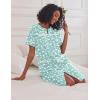 Ekouaer Nightgowns for Women House Dress with Pockets Short Sleeve Duster Moo Moos Button Down House Coat Sleepwear(Green Flower)