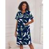 Ekouaer Nightgowns for Women House Dress with Pockets Short Sleeve Duster Moo Moos Button Down House Coat Sleepwear(Hawaiian Leaves)