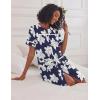 Ekouaer Nightgowns for Women House Dress with Pockets Short Sleeve Duster Moo Moos Button Down House Coat Sleepwear(Navy Flower)