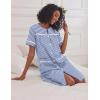 Ekouaer Nightgowns for Women House Dress with Pockets Short Sleeve Duster Moo Moos Button Down House Coat Sleepwear(Navy Stripes)
