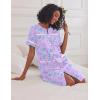 Ekouaer Nightgowns for Women House Dress with Pockets Short Sleeve Duster Moo Moos Button Down House Coat Sleepwear(Purple Daisy)