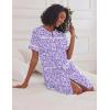 Ekouaer Nightgowns for Women House Dress with Pockets Short Sleeve Duster Moo Moos Button Down House Coat Sleepwear(Purple Dots)