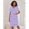 Ekouaer Nightgowns for Women House Dress with Pockets Short Sleeve Duster Moo Moos Button Down House Coat Sleepwear(Purple Dots)