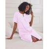 Ekouaer Nightgowns for Women House Dress with Pockets Short Sleeve Duster Moo Moos Button Down House Coat Sleepwear(Striped Pink)