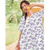 Ekouaer Nightgowns for Women House Dress with Pockets Short Sleeve Duster Moo Moos Button Down House Coat Sleepwear(White Flower)