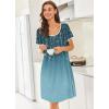 Ekouaer Nightgowns for Women Short Sleeve Moo Moos Ladies House Dress with Pockets Pleated Sleepshirts Soft Sleepwear(Blue-green Vines)