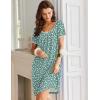 Ekouaer Nightgowns for Women Short Sleeve Moo Moos Ladies House Dress with Pockets Pleated Sleepshirts Soft Sleepwear(Green Flower)