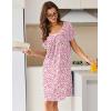 Ekouaer Nightgowns for Women Short Sleeve Moo Moos Ladies House Dress with Pockets Pleated Sleepshirts Soft Sleepwear(Pink Floral)