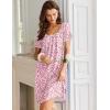 Ekouaer Nightgowns for Women Short Sleeve Moo Moos Ladies House Dress with Pockets Pleated Sleepshirts Soft Sleepwear(Pink Floral)