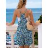 Ekouaer Rompers for Women Summer Casual Sleeveless Spaghetti Strap Shorts Overalls Jumpsuits Beach Outfits with Pockets(Blue Green-floral)
