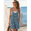 Ekouaer Rompers for Women Summer Casual Sleeveless Spaghetti Strap Shorts Overalls Jumpsuits Beach Outfits with Pockets(Blue Green-floral)