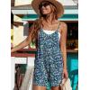 Ekouaer Rompers for Women Summer Casual Sleeveless Spaghetti Strap Shorts Overalls Jumpsuits Beach Outfits with Pockets(Blue Green-floral)