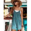 Ekouaer Rompers for Women Summer Casual Sleeveless Spaghetti Strap Shorts Overalls Jumpsuits Beach Outfits with Pockets(Blue-vine)