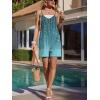 Ekouaer Rompers for Women Summer Casual Sleeveless Spaghetti Strap Shorts Overalls Jumpsuits Beach Outfits with Pockets(Blue-vine)