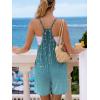 Ekouaer Rompers for Women Summer Casual Sleeveless Spaghetti Strap Shorts Overalls Jumpsuits Beach Outfits with Pockets(Blue-vine)