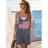 Ekouaer Rompers for Women Summer Casual Sleeveless Spaghetti Strap Shorts Overalls Jumpsuits Beach Outfits with Pockets(Flag-white)