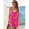 Ekouaer Rompers for Women Summer Casual Sleeveless Spaghetti Strap Shorts Overalls Jumpsuits Beach Outfits with Pockets(Rose Pink-floral)