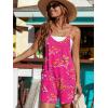 Ekouaer Rompers for Women Summer Casual Sleeveless Spaghetti Strap Shorts Overalls Jumpsuits Beach Outfits with Pockets(Rose Pink-floral)