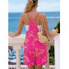 Ekouaer Rompers for Women Summer Casual Sleeveless Spaghetti Strap Shorts Overalls Jumpsuits Beach Outfits with Pockets(Rose Pink-floral)