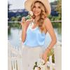 Ekouaer Satin Pajamas for Women Silky Lingerie Lace Camisole and Ruffle Shorts Set 2 Piece Nightwear S-XXL(Baby Blue)