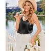 Ekouaer Satin Pajamas for Women Silky Lingerie Lace Camisole and Ruffle Shorts Set 2 Piece Nightwear S-XXL(Black)