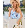Ekouaer Satin Pajamas for Women Silky Lingerie Lace Camisole and Ruffle Shorts Set 2 Piece Nightwear S-XXL(Blue Floral)