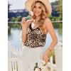 Ekouaer Satin Pajamas for Women Silky Lingerie Lace Camisole and Ruffle Shorts Set 2 Piece Nightwear S-XXL(Brown Leopard)