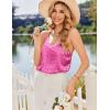 Ekouaer Satin Pajamas for Women Silky Lingerie Lace Camisole and Ruffle Shorts Set 2 Piece Nightwear S-XXL(Rose Leopard)