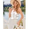 Ekouaer Satin Pajamas for Women Silky Lingerie Lace Camisole and Ruffle Shorts Set 2 Piece Nightwear S-XXL(White Floral)