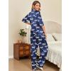 Ekouaer Silk Satin Pajamas Set Women Short Sleeve Pj Sets Button Down Sleepwear 2 Piece Soft Loungewear S-XXL(Navy Zebra-b)