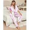 Ekouaer Silk Satin Pajamas Set Women Short Sleeve Pj Sets Button Down Sleepwear 2 Piece Soft Loungewear S-XXL(Pink Stripes)